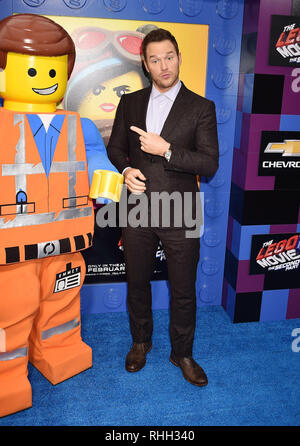 WESTWOOD, CA - FEBRUARY 02: Chris Pratt attends the Premiere Of Warner Bros. Pictures' 'The Lego Movie 2: The Second Part' at Regency Village Theatre  Stock Photo