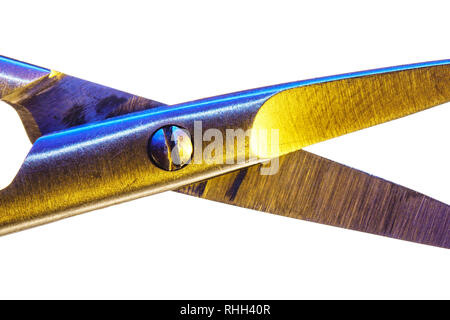 Manicure scissors isolated on a white background. Open nail scissors macro.Clipping path object Stock Photo