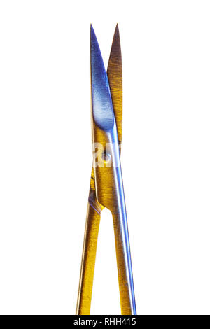 Manicure scissors isolated on a white background. Open nail scissors macro.Clipping path object Stock Photo
