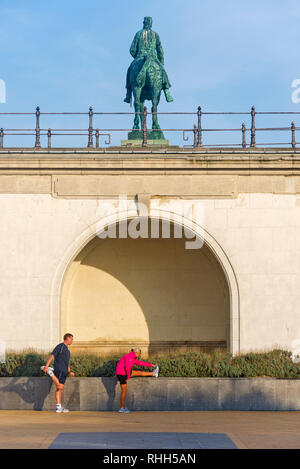 the equestrian statue of King Leopold II in Ostend, Belgium Stock Photo