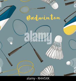 Badminton labels and icons set pattern. Vector illustration, EPS 10 Stock Vector
