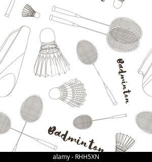 Badminton labels and icons set pattern. Vector illustration, EPS 10 Stock Vector