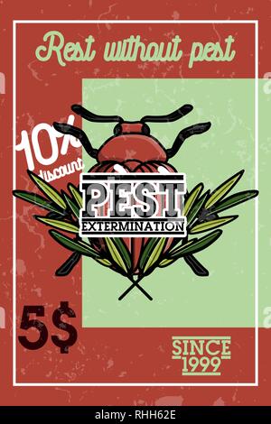Pest control banner with exterminators of insects in chemical protective using repellents against cockroaches flat vector illustration Stock Vector