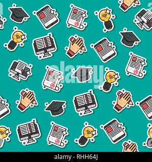Colored e-education pattern. School background. Vector illustration EPS 10 Stock Vector