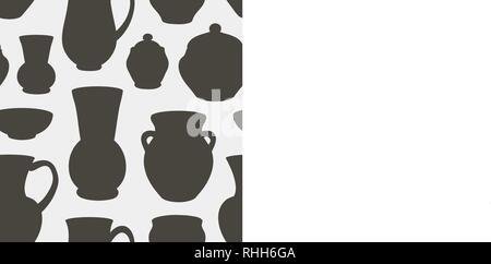 Rustic ceramic utensils pattern, vector images for design and illustration. Stock Vector