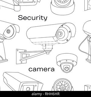 Security camera set pattern. Vector Illustration isolated on white background Stock Vector