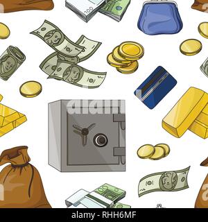 Hand drawn finance symbols set doodle pattern. Vector illustration, EPS 10 Stock Vector