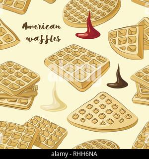 Vector illustration of various American waffles pattern. Vector illustration, EPS 10 Stock Vector