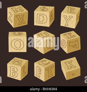 Wooden alphabet blocks. Vector illustration EPS 10 Stock Vector