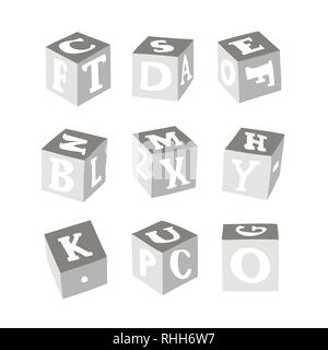 Wooden alphabet blocks. Vector illustration EPS 10 Stock Vector