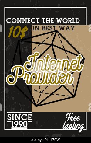 Color vintage internet provider banner. Internet service concept Stock Vector