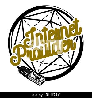 Color vintage internet provider emblem, label, badge and design elements. Internet service concept Stock Vector