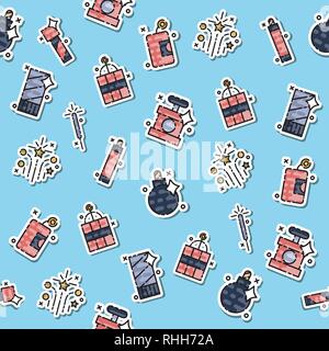 Colored pyrotechnics pattern. Festival or party elements background. Vector illustration, EPS 10 Stock Vector