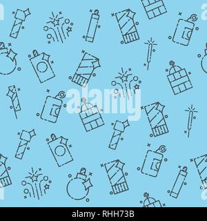 Pyrotechnics set pattern. Festival or party elements background. Vector illustration, EPS 10 Stock Vector