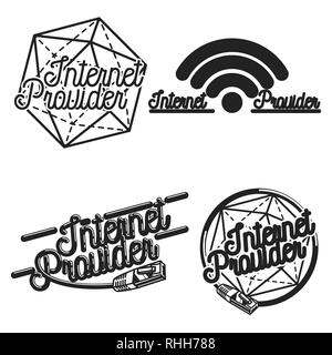 Color vintage internet provider emblems, labels, badges and design elements. Internet service concept Stock Vector