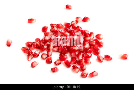 pile of fresh pomegranate seeds isolated on white background Stock Photo