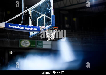 Karlsruhe, Deutschland. 02nd Feb, 2019. Feature, ornate basket, basketball hoop. GES/Basketball/ProA: PSK Lions - Baskets Paderborn, 02.02.2019 - | usage worldwide Credit: dpa/Alamy Live News Stock Photo