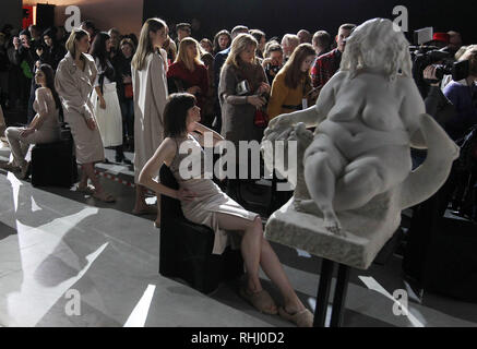 Kiev, Ukraine. 2nd Feb 2019. Models are seen presenting creation by Ukrainian designer Elvira Gasanova during the Ukrainian Fashion Week in Kiev, Ukraine.  The fashion event presents Fall/Winter 2019/20 collections by Ukrainian designers from 01-05 February, 2019. Credit: SOPA Images Limited/Alamy Live News Stock Photo