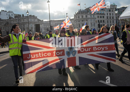 London, UK. 2nd Feb 2019. Yellow vests have gathered on the streets of London in support of Brexit. Credit: Victor Storublev/Alamy Live News Stock Photo