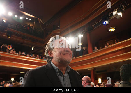 Madrid, Spain. 3rd Feb, 2019. Pepu Hernandez, former basketball coach and independent candidate for mayor of Madrid in the presentation of his candidacy for mayor. Credit: Jesus Hellin/ZUMA Wire/Alamy Live News Stock Photo