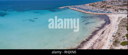 Sa Rapita, Mallorca Spain. Aerial landscape of the beach and turquoise sea Stock Photo