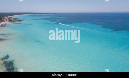 Sa Rapita, Mallorca Spain. Aerial landscape of the beach and turquoise sea Stock Photo