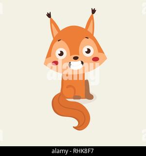 Cute squirrel cartoon on pastel background. Stock Vector