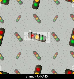 Abstract seamless pattern with traffic light. Vector illustration 10 eps Stock Vector