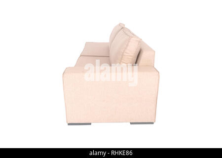 modern beige suede couch sofa  isolated on white background Stock Photo