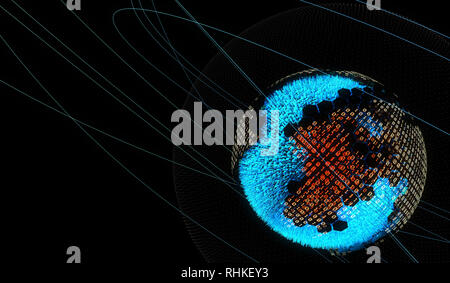 Internet smart earth technology, network data transmission Stock Photo