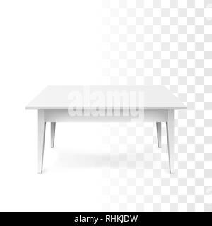 Realistic white table. White office table with shadow isolated on transparent background. Vector illustration Stock Vector