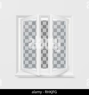 White Office Plastic Window. Window Front View. Vector Illustration Stock Vector