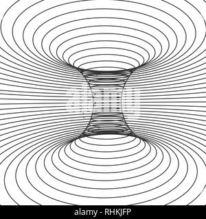 Abstract design frame of wormhole. Distort of space and time. Vector illustration isolated on white background Stock Vector