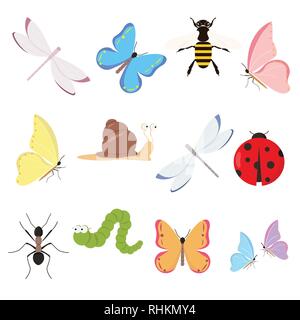 Insects set on white background for graphic and web design, Modern simple vector sign. Internet concept. Trendy symbol for website design web button or mobile app. Stock Vector