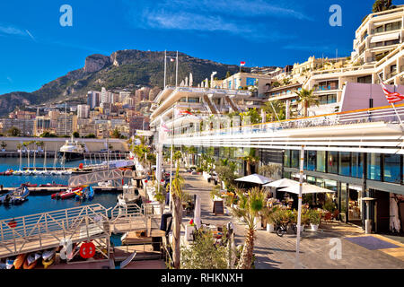 Monte Carlo harbor and waterfront view, Principality of Monaco Stock Photo