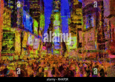 Abstract modern painting with words cloud. Times Square. Stock Photo