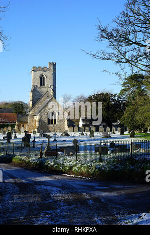 All Saints Church, Willian, in the winter Stock Photo