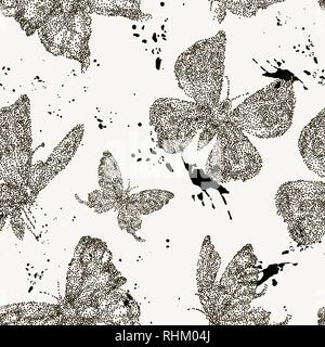 Vector spring natural seamless pattern with butterflies Stock Vector