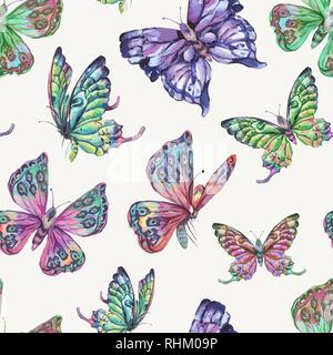 Vector spring natural seamless pattern with butterflies Stock Vector