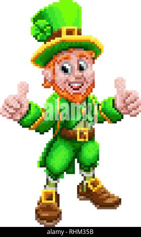 Leprechaun Retro 8 Bit Arcade Video Game Pixel Art Stock Vector