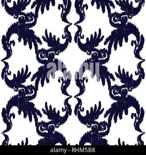 Blue and white elegant seamless pattern. Vintage vector monogram classic elements. Ornament motifs for fabric and textile, wallpaper. Stock Vector