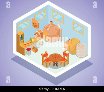 Pub concept banner, isometric style Stock Vector