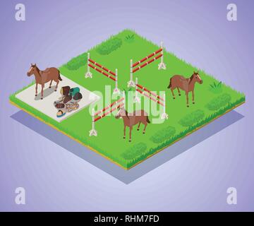 Gallop concept banner, isometric style Stock Vector