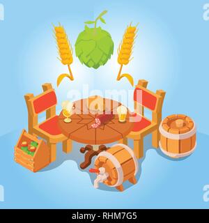 Beer place concept banner, isometric style Stock Vector