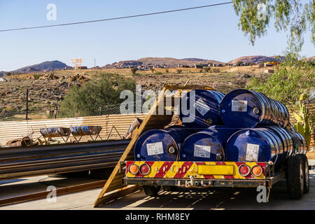 AUS, NAMIBIA - JULY 28, 2018: Old Oil Trailer in namibia Stock Photo