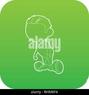Boy on segway icon green vector Stock Vector