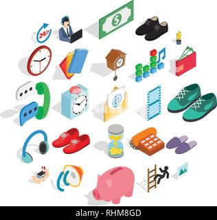 Endowment icons set, isometric style Stock Vector