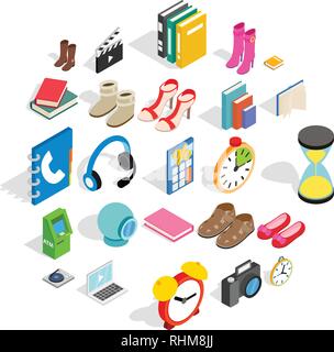 Gift icons set, isometric style Stock Vector