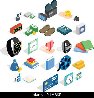 Pledge icons set, isometric style Stock Vector