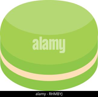 Green macaroon icon, isometric style Stock Vector